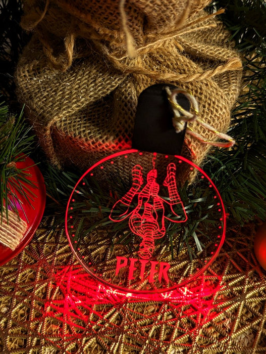 Personalised Spider Man Christmas Tree Bauble 3D LED Light Decoration - KustomboxNight Lights & Ambient LightingKustomboxS1 Spiderman Standard