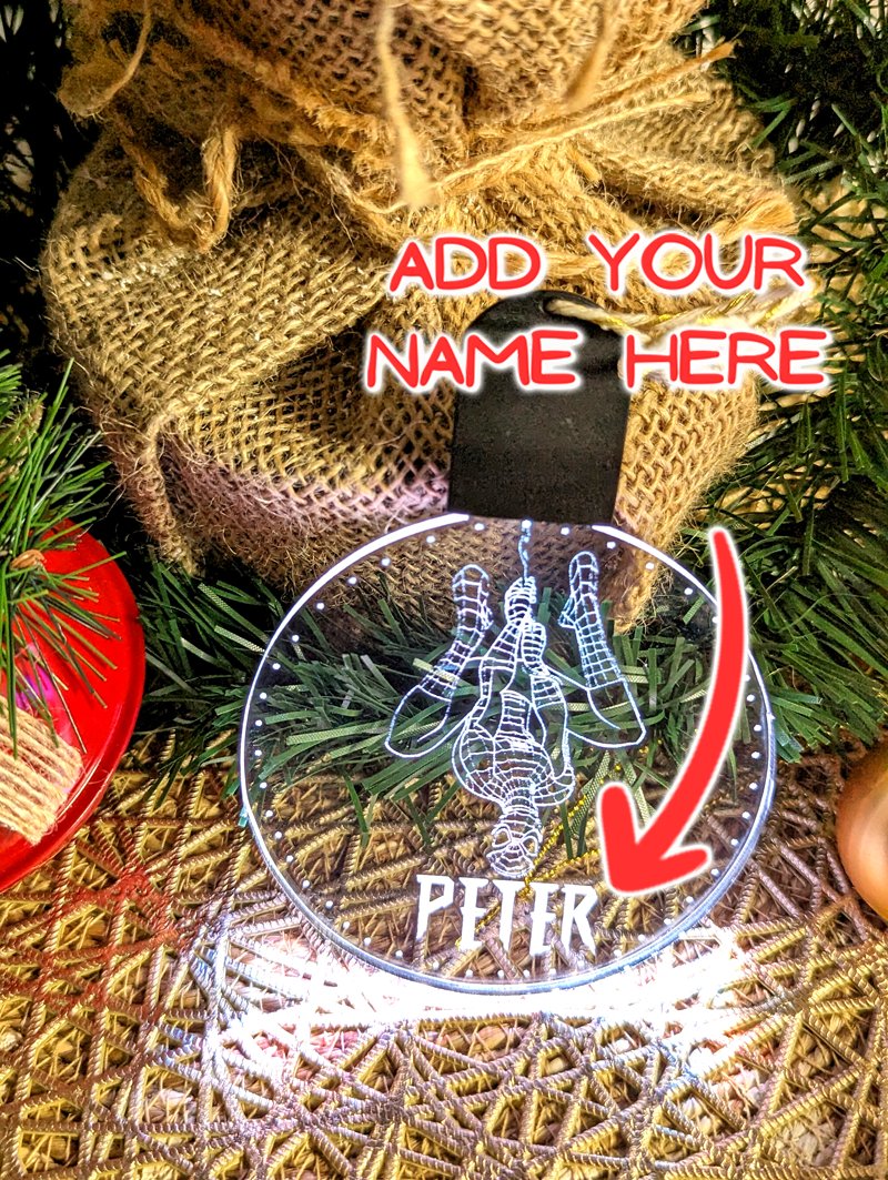 Personalised Spider Man Christmas Tree Bauble 3D LED Light Decoration - KustomboxNight Lights & Ambient LightingKustomboxS1 Spiderman Standard