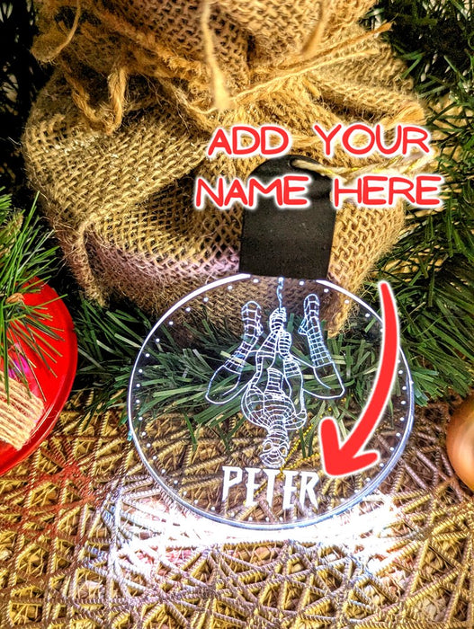 Personalised Spider Man Christmas Tree Bauble 3D LED Light Decoration - KustomboxNight Lights & Ambient LightingKustomboxS1 Spiderman Standard