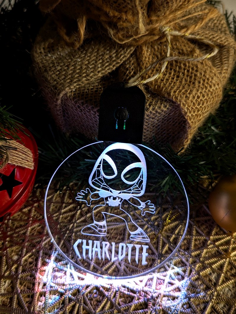 Personalised Spider Man Christmas Tree Bauble 3D LED Light Decoration - KustomboxNight Lights & Ambient LightingKustomboxS1 Spiderman Standard