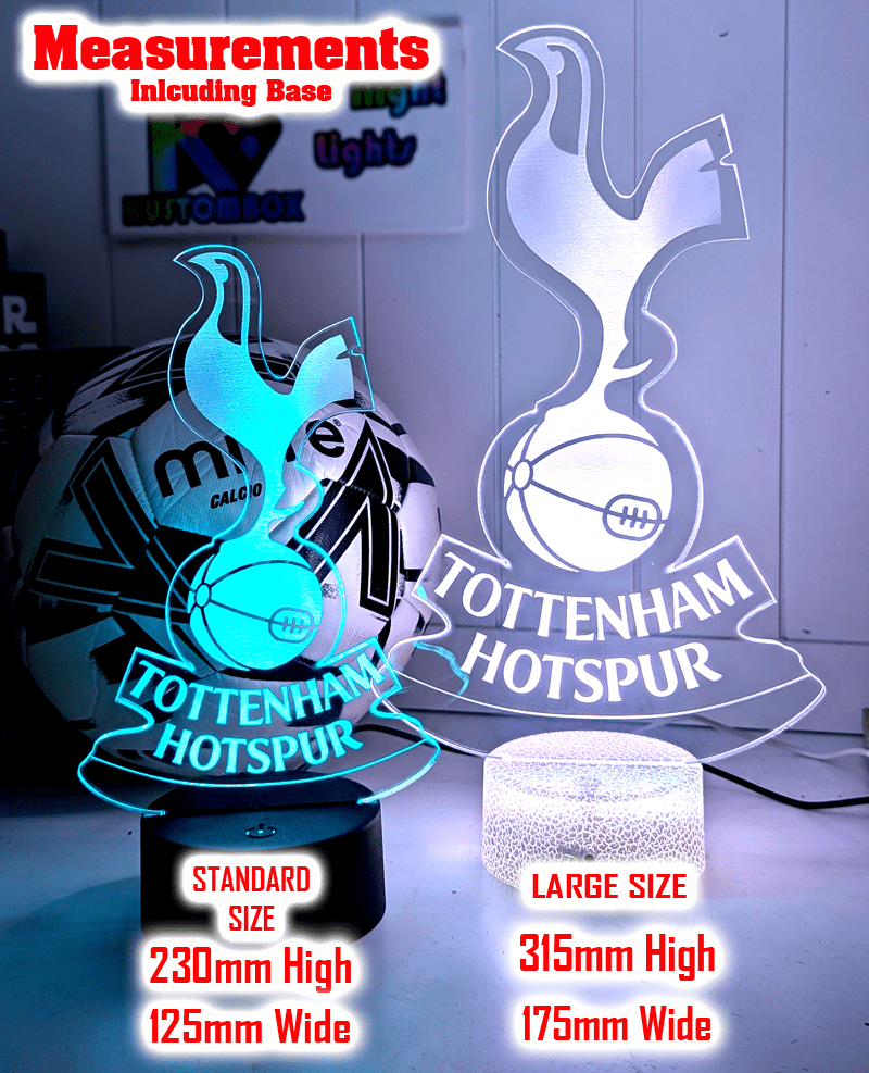 Personalised Tottenham Hotspur 3D LED Night Light Logo Custom Football Lamp - KustomboxNight Lights & Ambient LightingKustomboxStandard Size - No Name
