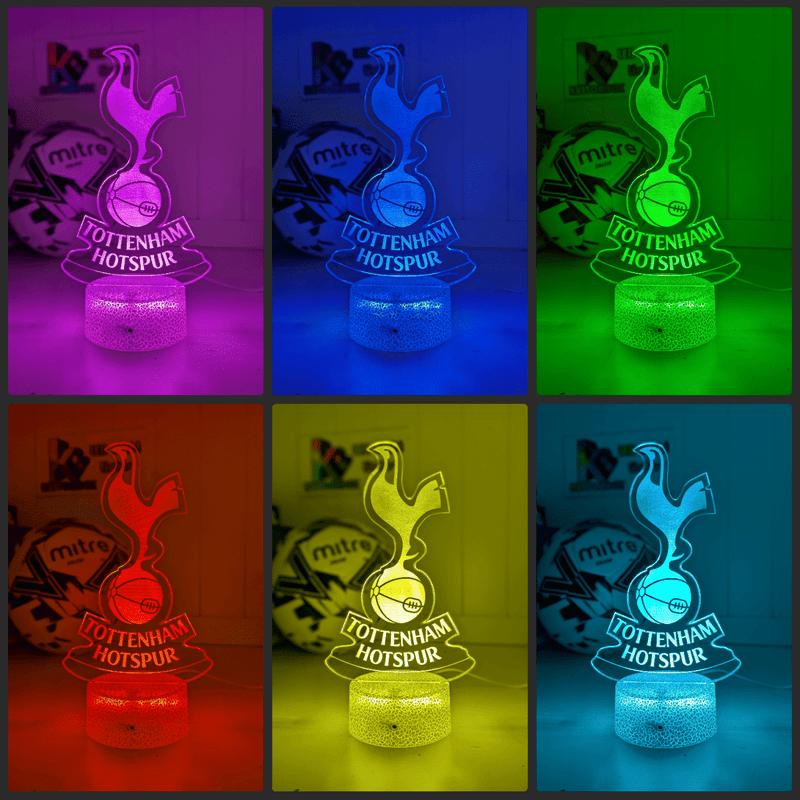 Personalised Tottenham Hotspur 3D LED Night Light Logo Custom Football Lamp - KustomboxNight Lights & Ambient LightingKustomboxStandard Size - No Name