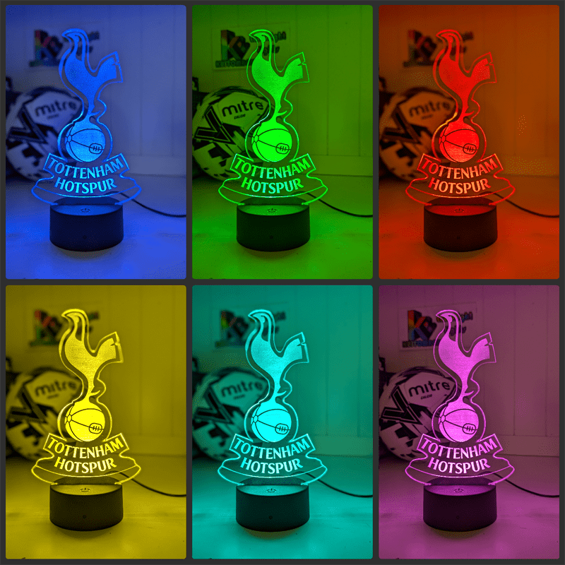 Personalised Tottenham Hotspur 3D LED Night Light Logo Custom Football Lamp - KustomboxNight Lights & Ambient LightingKustomboxStandard Size - No Name