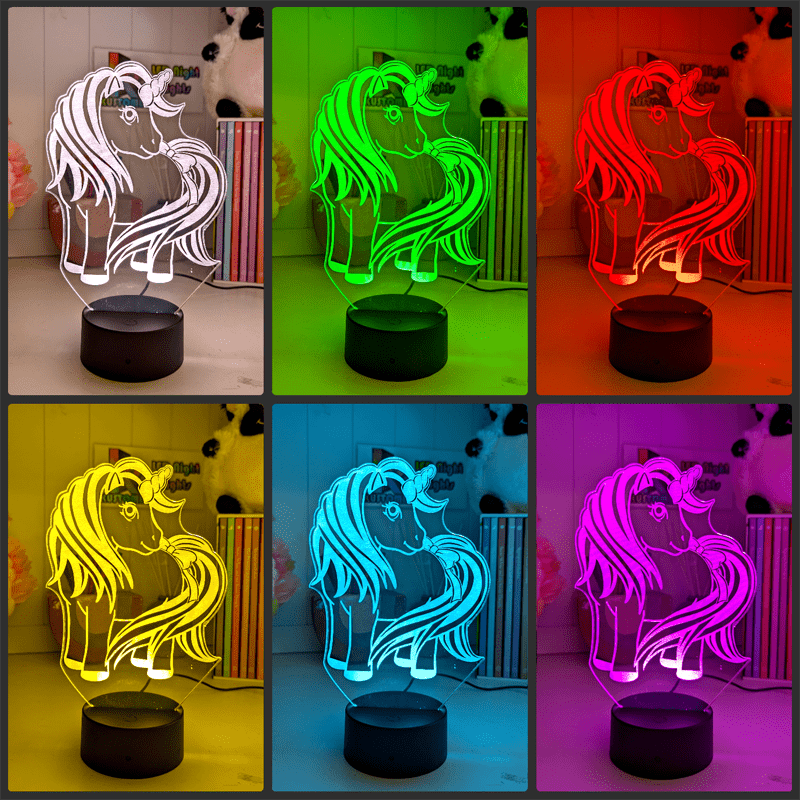 Personalised Unicorn LED Night Light Custom Children’s Lamp for Bedrooms & Nurseries - KustomboxNight Lights & Ambient LightingKustomboxStandard - No Name