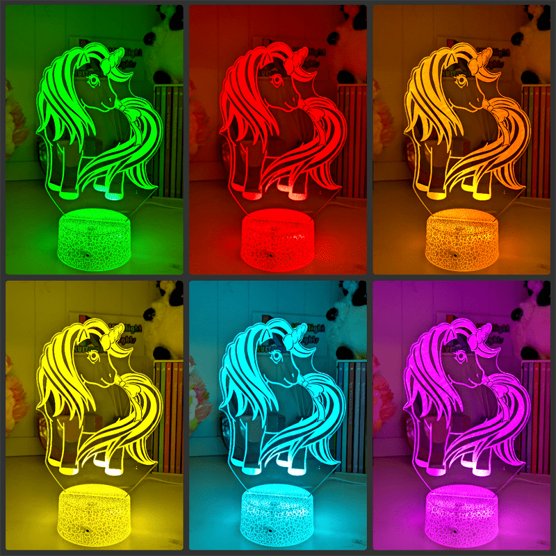 Personalised Unicorn LED Night Light Custom Children’s Lamp for Bedrooms & Nurseries - KustomboxNight Lights & Ambient LightingKustomboxStandard - No Name