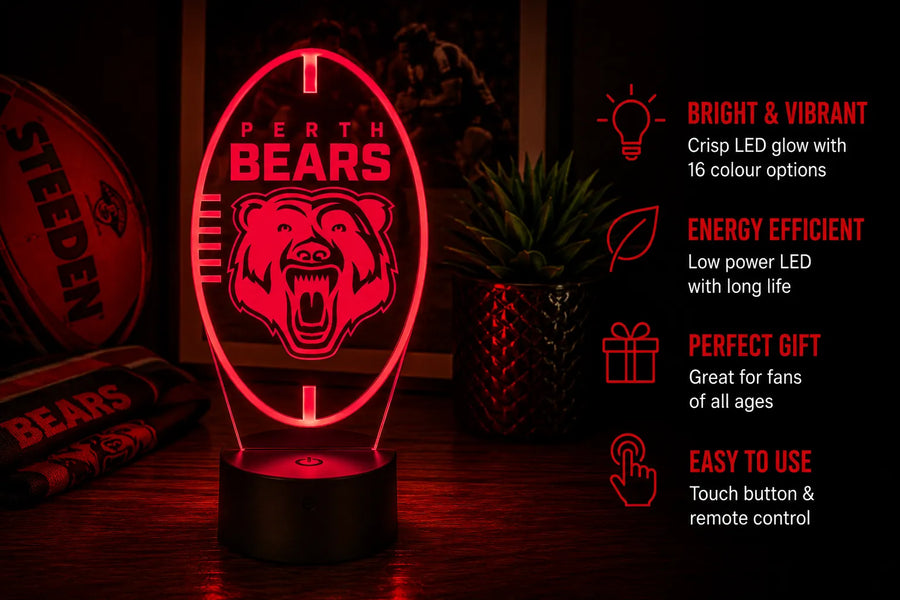 Perth Bears Ball Shaped Personalised 3D LED Night Light Lamp