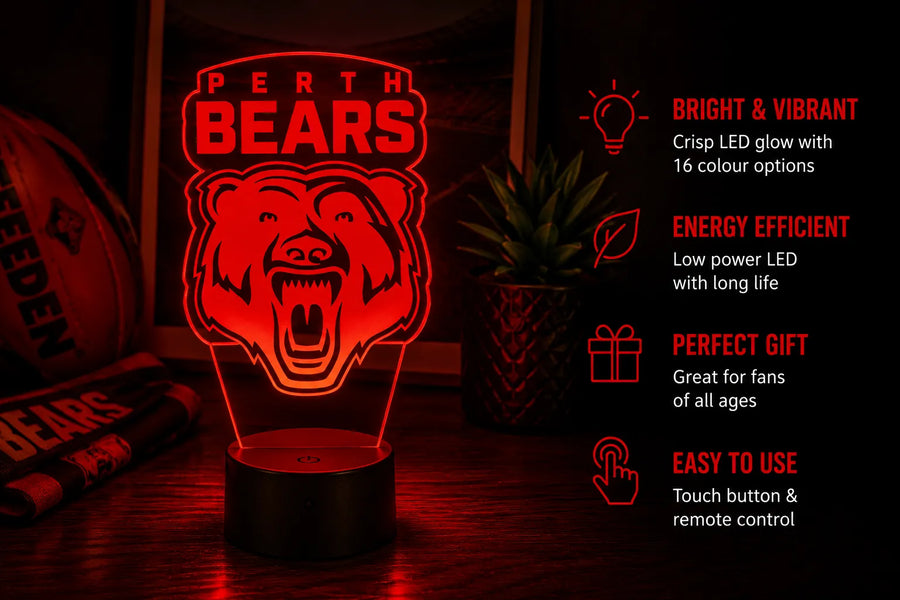 Perth Bears Rugby League Personalised 3D LED Night Light Lamp