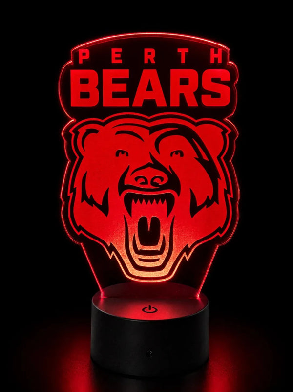 Perth Bears Ball Shaped Personalised 3D LED Night Light Lamp - KustomboxNight Lights & Ambient LightingKustomboxStandard SizeBlack 16 Colours + Remote