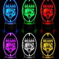 Perth Bears Rugby League Personalised 3D LED Night Light Lamp - KustomboxNight Lights & Ambient LightingKustomboxStandard SizeBlack 16 Colours + Remote