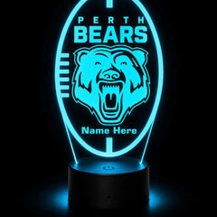 Perth Bears Rugby League Personalised 3D LED Night Light Lamp - KustomboxNight Lights & Ambient LightingKustomboxStandard SizeBlack 16 Colours + Remote