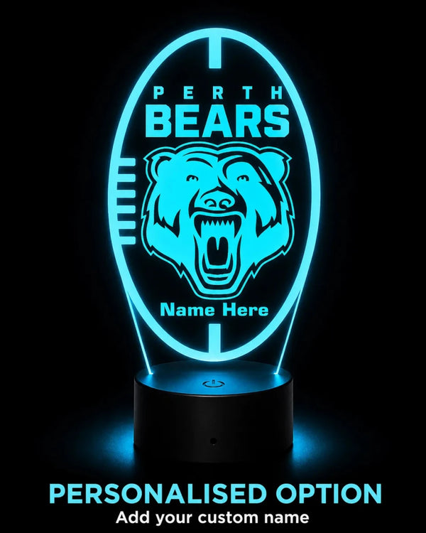 Perth Bears Rugby League Personalised 3D LED Night Light Lamp - KustomboxNight Lights & Ambient LightingKustomboxStandard SizeBlack 16 Colours + Remote