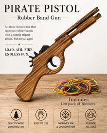 Pirate Pistol Gun Wooden Rubber Band Toy Classic Timber Toy (Copy) - KustomboxToys & GamesKustombox1 x Pirate Pistol Gun