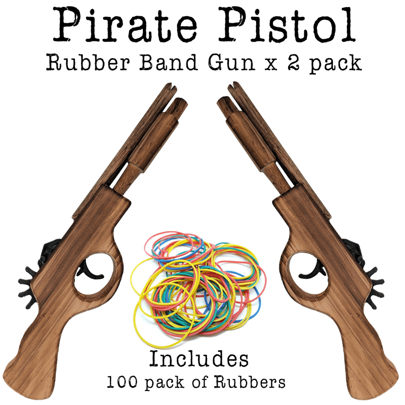 Pirate Pistol Wooden Rubber Band Gun Classic Handmade Wooden Toy - KustomboxToys & GamesKustomboxPirate Pistol x 1