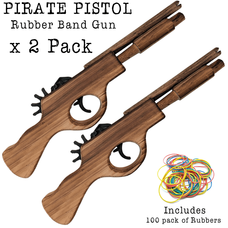Pirate Pistol Wooden Rubber Band Gun Classic Handmade Wooden Toy - KustomboxToys & GamesKustomboxPirate Pistol x 2