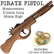 Pirate Pistol Wooden Rubber Band Gun Classic Handmade Wooden Toy - KustomboxToys & GamesKustomboxPirate Pistol x 1