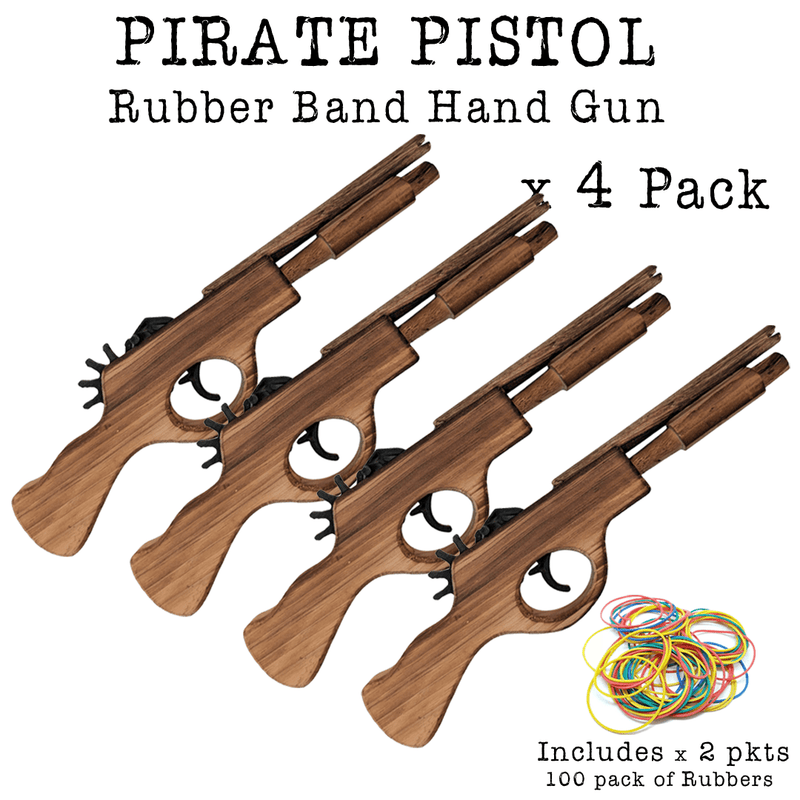 Pirate Pistol Wooden Rubber Band Gun Classic Handmade Wooden Toy - KustomboxToys & GamesKustomboxPirate Pistol x 4