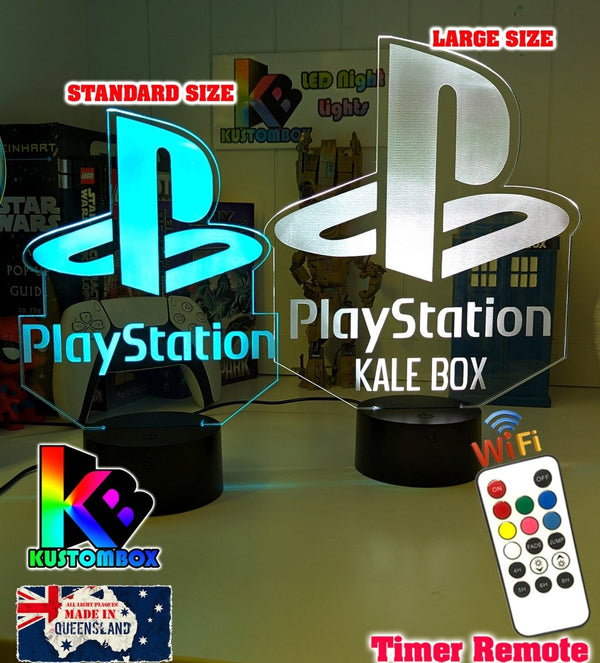Playstation Logo - 3D LED Night Light 7 Colours + Remote Control - KustomboxNight Lights & Ambient LightingKustomboxStandard SizeBlack Base