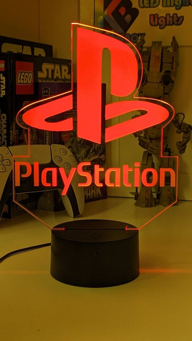 Playstation Logo - 3D LED Night Light 7 Colours + Remote Control - KustomboxNight Lights & Ambient LightingKustomboxStandard SizeBlack Base