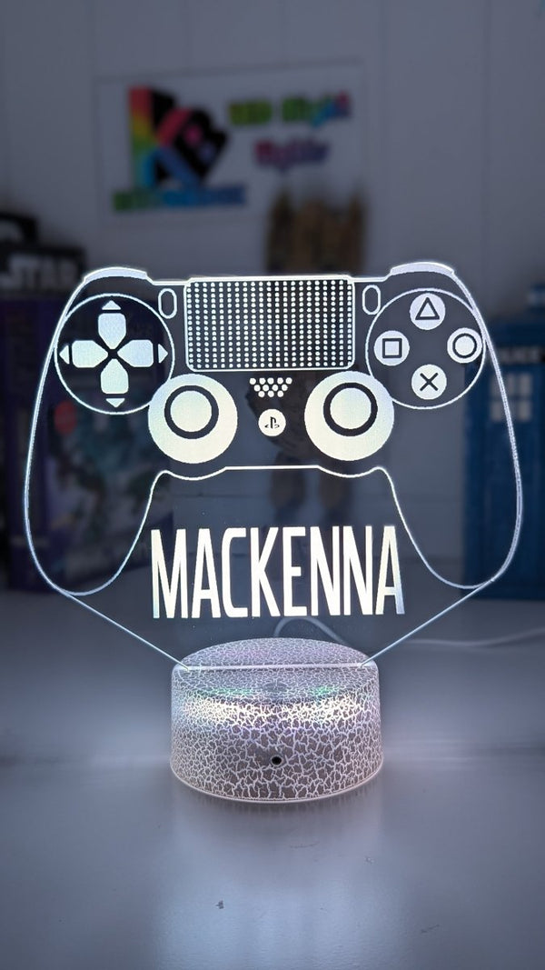 Playstation PS Controller Personalised Name - 3D LED Night Light 7 Colours + Remote Control - KustomboxNight Lights & Ambient LightingKustomboxStandard SizeBlack Base
