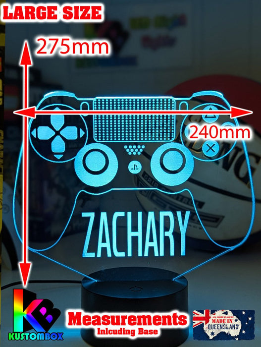 Playstation PS Controller Personalised Name - 3D LED Night Light 7 Colours + Remote Control - KustomboxNight Lights & Ambient LightingKustomboxStandard SizeBlack Base