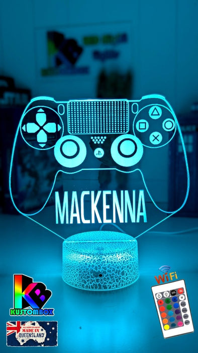 Playstation PS Controller Personalised Name - 3D LED Night Light 7 Colours + Remote Control - KustomboxNight Lights & Ambient LightingKustomboxStandard SizeBlack Base