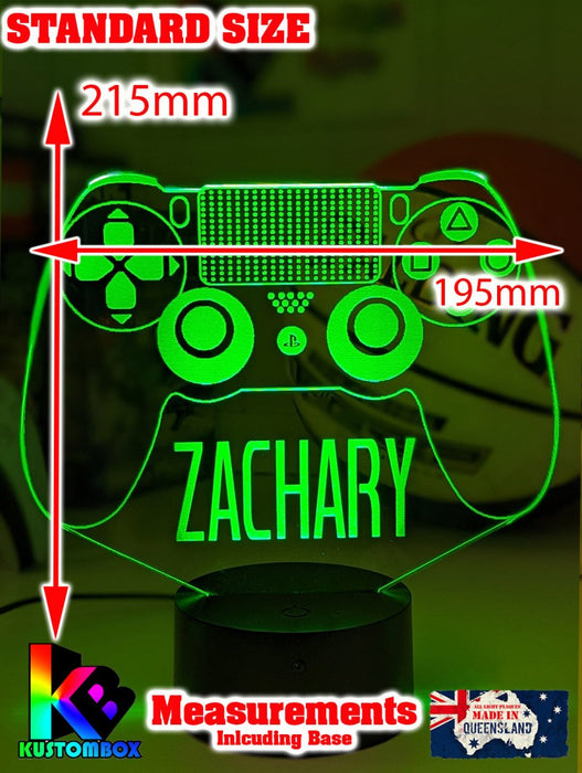 Playstation PS Controller Personalised Name - 3D LED Night Light 7 Colours + Remote Control - KustomboxNight Lights & Ambient LightingKustomboxStandard SizeBlack Base