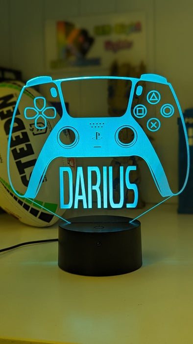 Playstation PS5 Controller Personalised Name Gamer 3D LED Night Light Lamp - KustomboxNight Lights & Ambient LightingKustomboxStandard SizeBlack Base