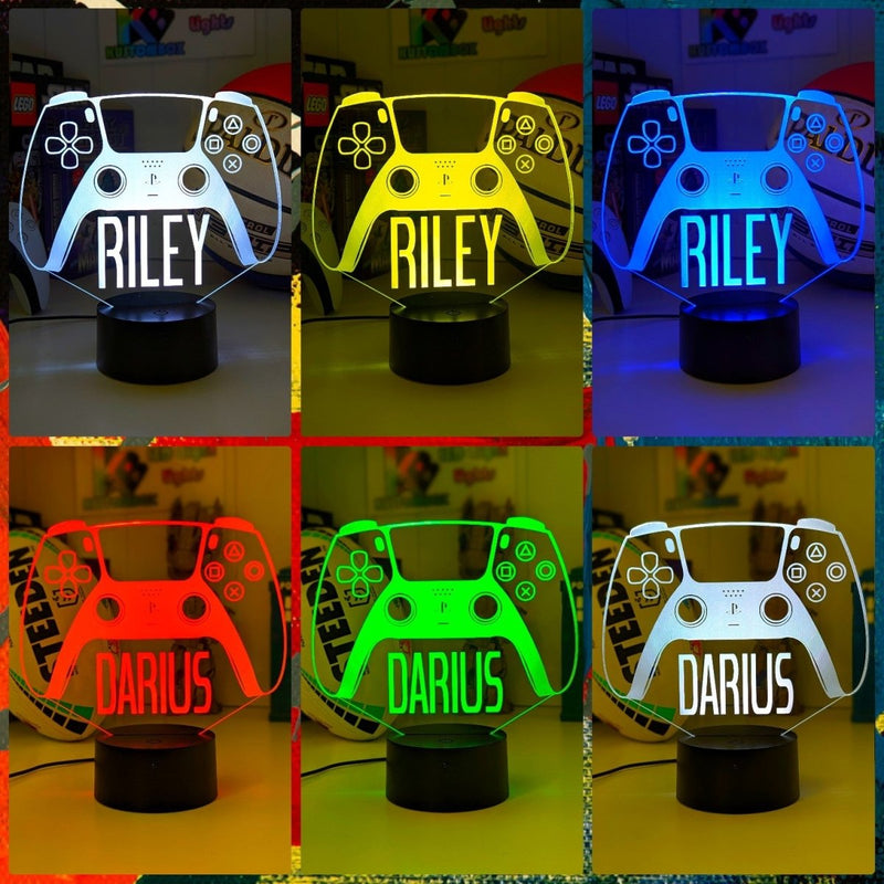 Playstation PS5 Controller Personalised Name Gamer 3D LED Night Light Lamp - KustomboxNight Lights & Ambient LightingKustomboxStandard SizeBlack Base