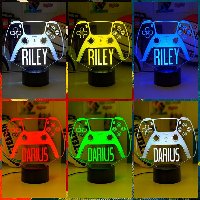 Playstation PS5 Controller Personalised Name Gamer 3D LED Night Light Lamp - KustomboxNight Lights & Ambient LightingKustomboxStandard SizeBlack Base