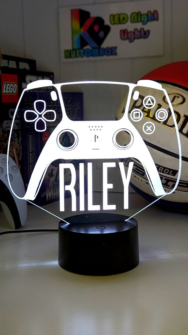 Playstation PS5 Controller Personalised Name Gamer 3D LED Night Light Lamp - KustomboxNight Lights & Ambient LightingKustomboxStandard SizeBlack Base