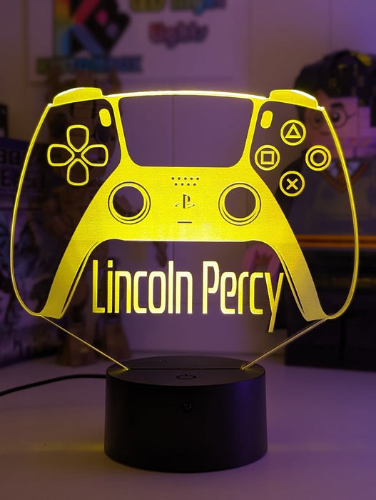 Playstation PS5 Controller Personalised Name Gamer 3D LED Night Light Lamp - KustomboxNight Lights & Ambient LightingKustomboxStandard SizeBlack Base