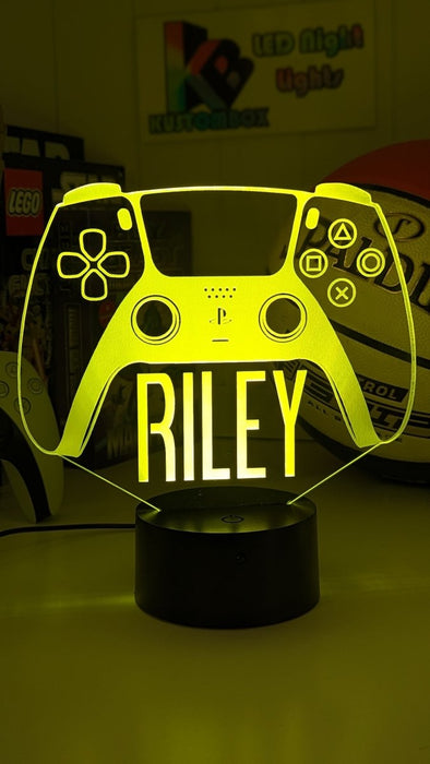 Playstation PS5 Controller Personalised Name Gamer 3D LED Night Light Lamp - KustomboxNight Lights & Ambient LightingKustomboxStandard SizeBlack Base