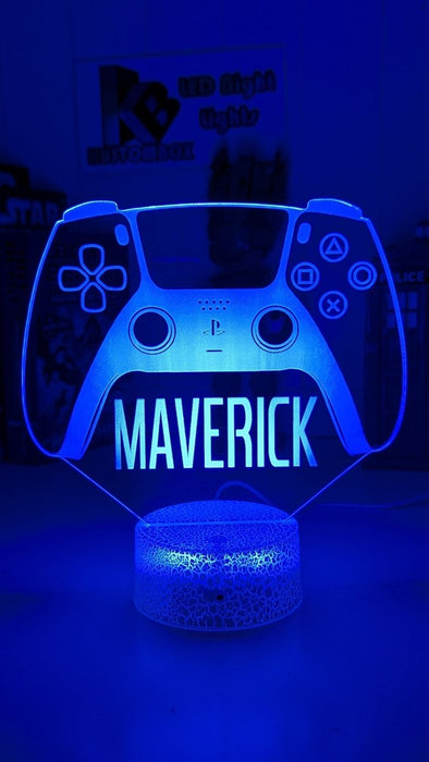 Playstation PS5 Controller Personalised Name Gamer 3D LED Night Light Lamp - KustomboxNight Lights & Ambient LightingKustomboxStandard SizeBlack Base