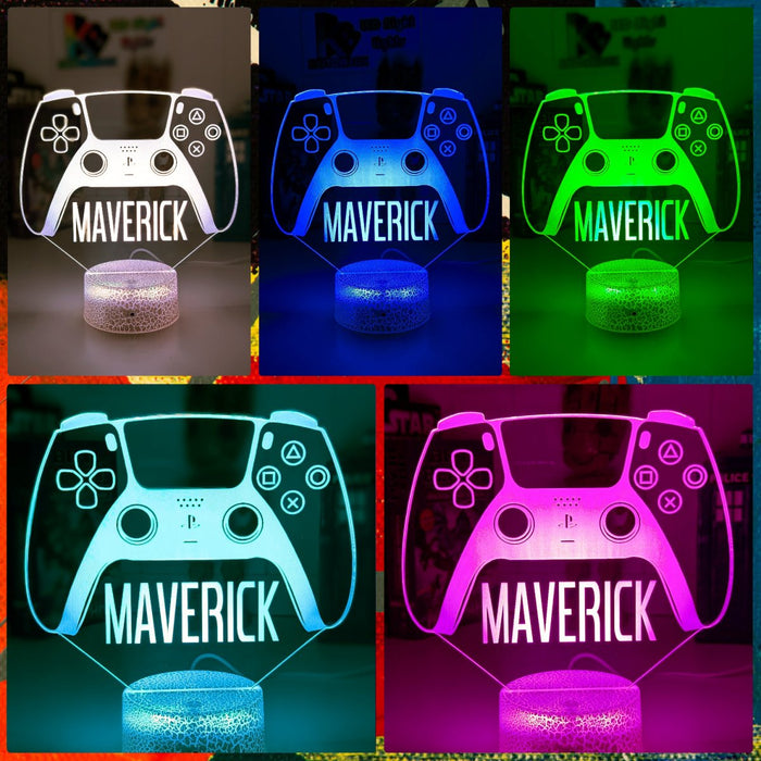 Playstation PS5 Controller Personalised Name Gamer 3D LED Night Light Lamp - KustomboxNight Lights & Ambient LightingKustomboxStandard SizeBlack Base