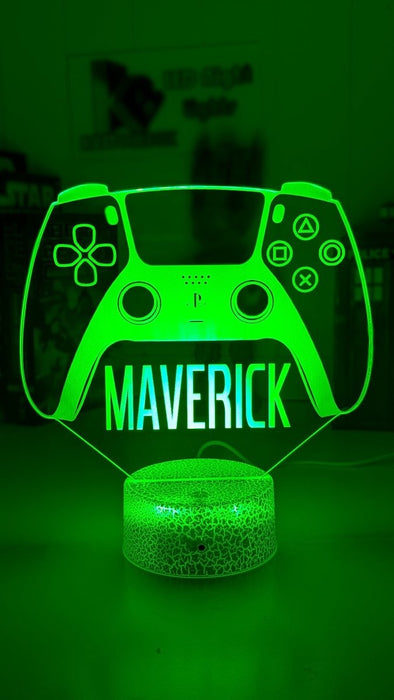 Playstation PS5 Controller Personalised Name Gamer 3D LED Night Light Lamp - KustomboxNight Lights & Ambient LightingKustomboxStandard SizeBlack Base