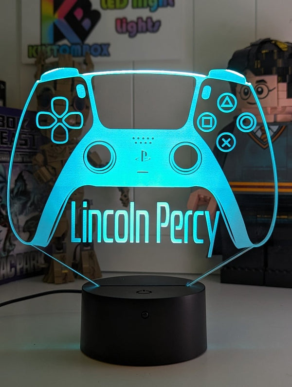 Playstation PS5 Controller Personalised Name Gamer 3D LED Night Light Lamp - KustomboxNight Lights & Ambient LightingKustomboxStandard SizeBlack Base