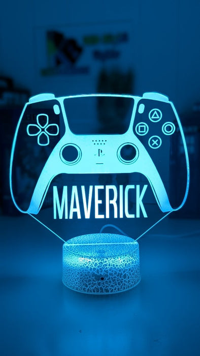 Playstation PS5 Controller Personalised Name Gamer 3D LED Night Light Lamp - KustomboxNight Lights & Ambient LightingKustomboxStandard SizeBlack Base