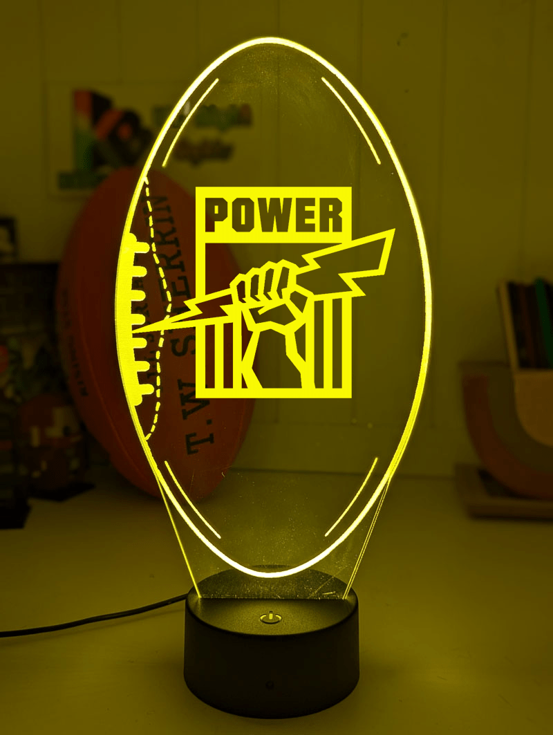 Port Adelaide Power 3D LED ball light – AFL team décor for man caves, bars or fan spaces.