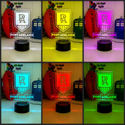 Port Adelaide Power 3D LED lamp with 16-colour remote control – adjustable brightness and fade.