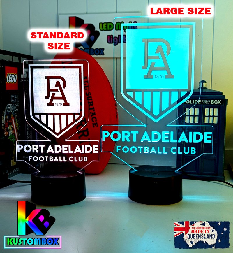 Port Adelaide Power Australian Football Club 3D LED Night Light Lamp size chart 