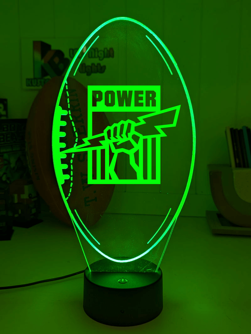 Port Adelaide Power 3D LED lamp with custom name and 16-colour glow.
