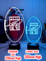 Port Adelaide Power 3D LED light glowing in red, blue, green, yellow, purple, white and more.