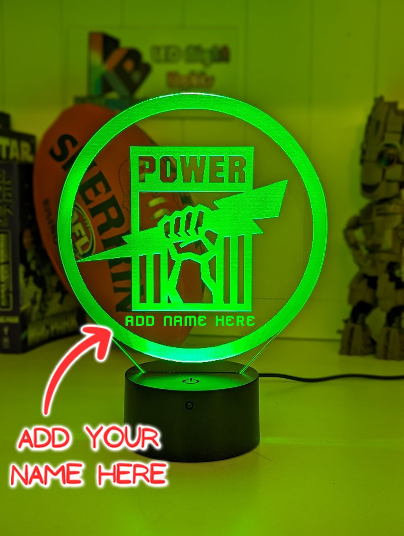 Port Power Australian Football Club 3D LED Night Light add your custom name