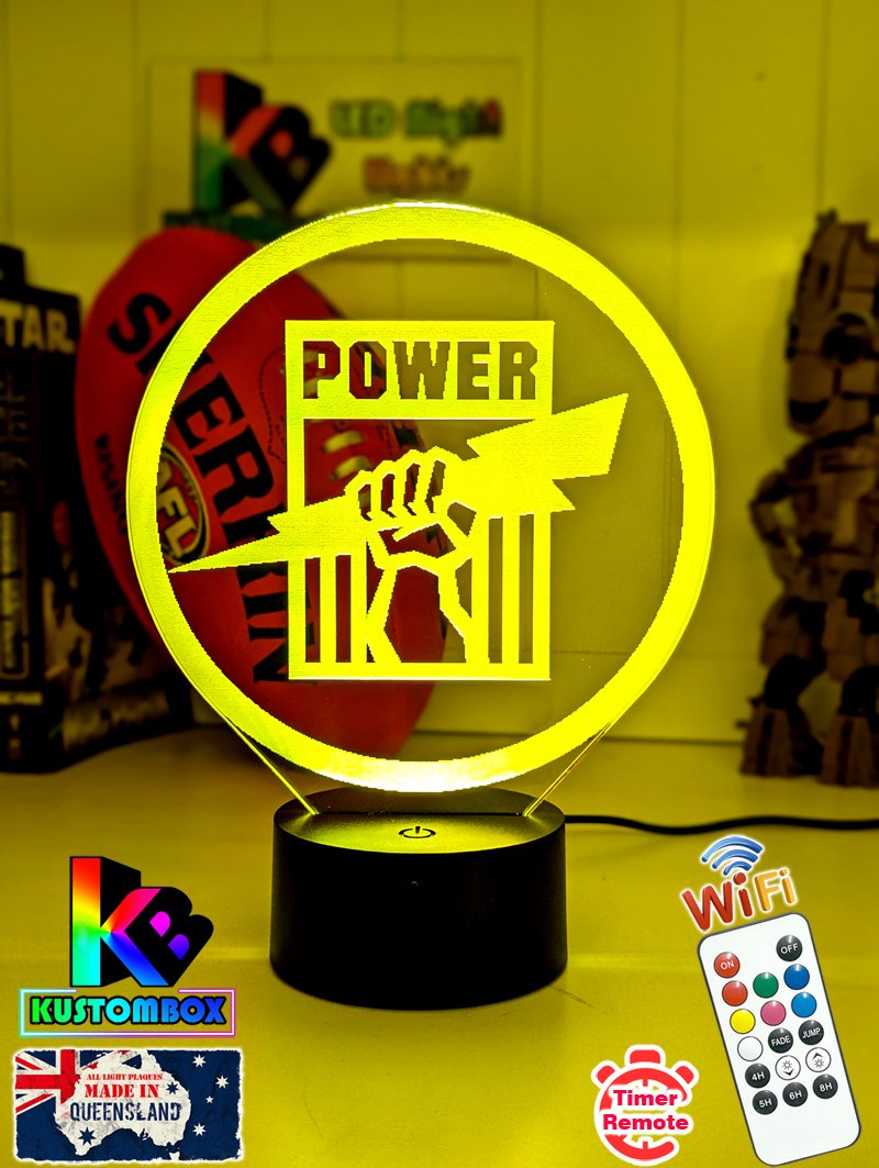 Port Adelaide Power old logo ball LED lamp with 16-colour light modes and remote.
