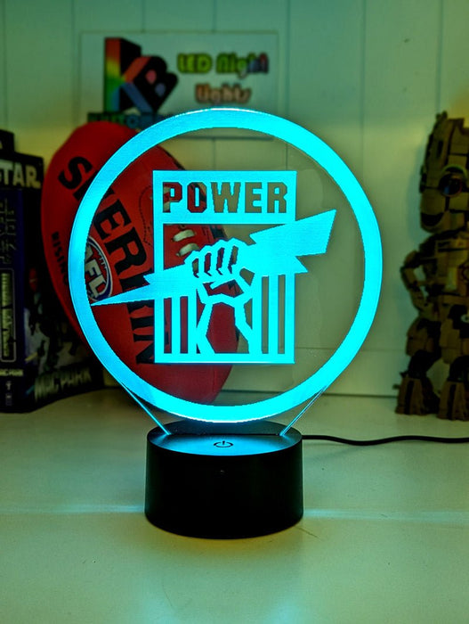 Port Power Australian Football Club 3D LED Night Light - KustomboxNight Lights & Ambient LightingKustomboxStandard SizeWhite Crack Base