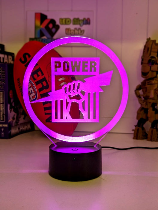 Port Power Australian Football Club 3D LED Night Light - KustomboxNight Lights & Ambient LightingKustomboxStandard SizeWhite Crack Base