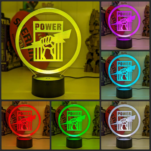 Port Power Australian Football Club 3D LED Night Light - KustomboxNight Lights & Ambient LightingKustomboxStandard SizeWhite Crack Base