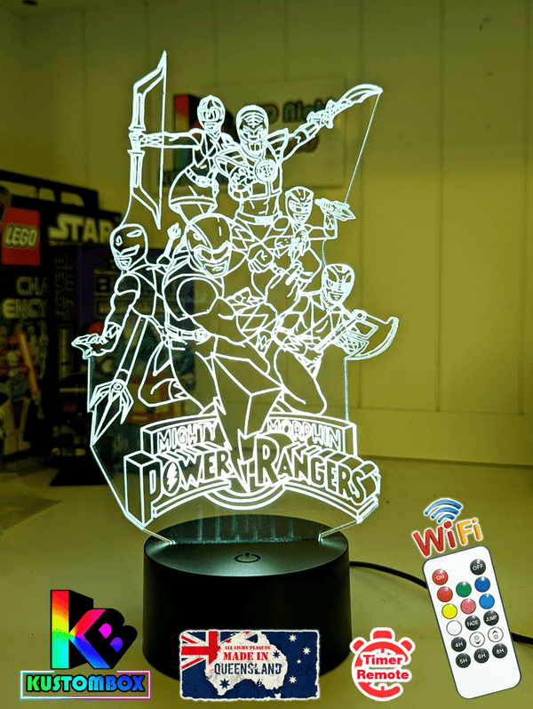 Power Rangers Personalised 3D LED Night Light Lamp - KustomboxNight Lights & Ambient LightingKustomboxStandard Size No Name