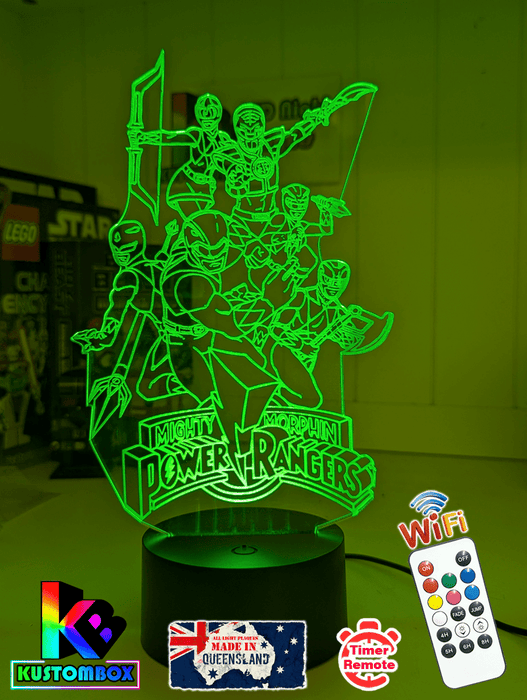 Power Rangers Personalised 3D LED Night Light Lamp - KustomboxNight Lights & Ambient LightingKustomboxStandard Size No Name