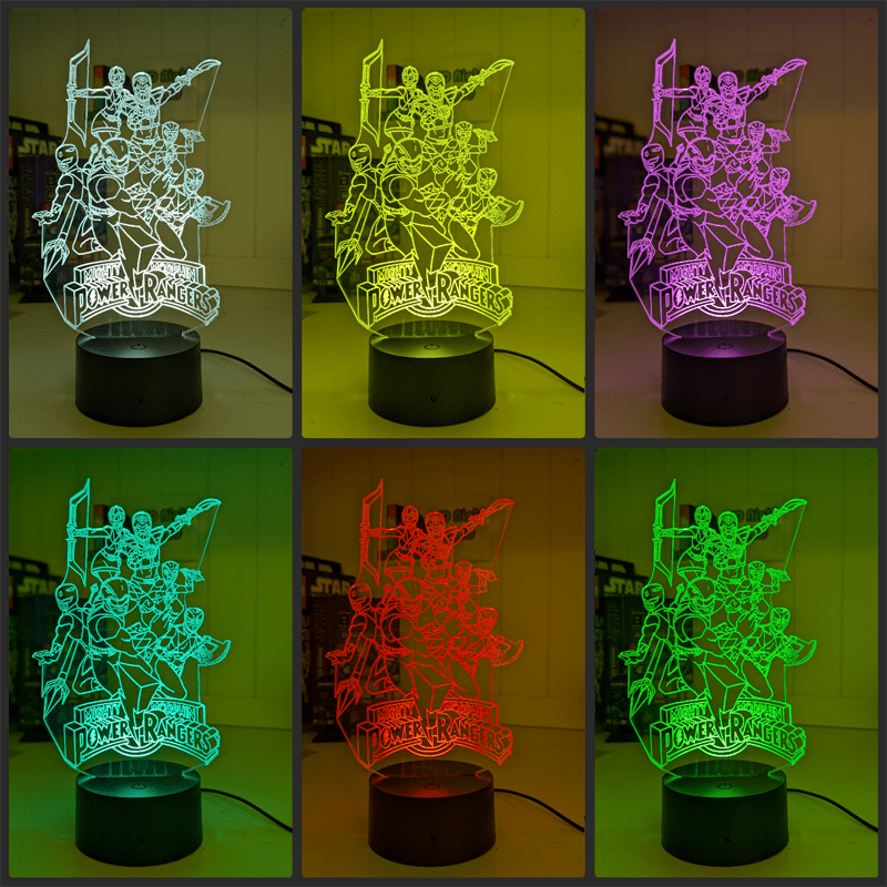 Power Ranger Word Light Power Rangers Personalised 3D LED Night Light Lamp — Kustombox